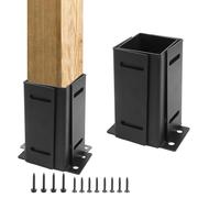 Gettimore Kit de base de poteau réglable pour poteaux en bois de 8,9 à 10,2 cm, support en acier robuste avec finition noire résistante à la rouille, pour terrasse, pergola, clôture, boîte aux lettres