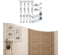 Gettimore Kit de charnière à double porte pour portes d'armoires pliantes, pivots supérieurs et inférieurs avec rouleaux, ressorts, quincaillerie en acier inoxydable, ensemble de 16 pièces