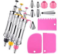 Gettimore Kit de décoration de dessert DIY avec 6 embouts et coupleurs Machine à glaçage pour gâteau crème et churro