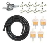 Gettimore Kit de filtre à carburant avec colliers de serrage de 6 mm et valve de carburant pour voitures et motos, comprend un tuyau de 1 m et 4 filtres non magnétiques