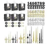 Gettimore Kit de mouvement d'horloge à quartz silencieux, alimenté par piles, couple élevé, remplacement pour horloges murales, 3 paires d'aiguilles incluses