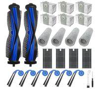 Gettimore Kit d'entretien complet pour Ecovacs Deebot X9 Pro Omni, 2 brosses à rouleaux, 6 brosses de bord, 4 chiffons de nettoyage, 6 sacs et filtre