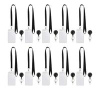 Gettimore Kit porte-badge avec 10 protecteurs de cartes transparents verticaux ou horizontaux étanches, clips enrouleurs rétractables et cordons noirs pour le travail, l'école ou les événements A