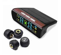 Gettimore Kit TPMS solaire sans fil avec 4 capteurs, écran LCD, moniteur de pression des pneus, contrôle de la température en temps réel, antivol, pour auto up