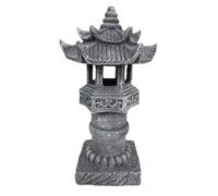 Gettimore Lampe solaire de jardin Pagode Zen Spire Lanterne d'extérieur en résine imitation pierre IP44 12,2 x 30,5 cm