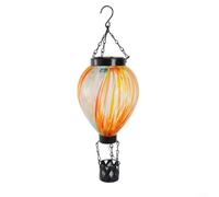 Gettimore Lanterne solaire en forme de montgolfière en verre avec chaîne, étanche, décoration de jardin pour allée, cour, vacances, lueur chaude, 40 x 13 cm