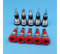 Gettimore Lot de 10 connecteurs banane femelles en laiton de 4 mm, 30-60 VDC/max 24 A, pour bornes à cosse de 4,8 x 0,8 mm, rouge et noir