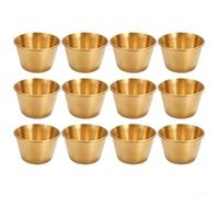 Gettimore Lot de 12 tasses à sauce en acier inoxydable 304 avec couvercles en silicone, tasses à tremper dorées de 76,5 g pour condiments