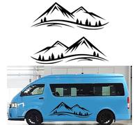 Gettimore Lot de 2 autocollants imperméables en vinyle pour camping-car, caravane, motif bois et montagnes pour voiture, camion, camionnette, remorque, noir