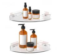 Gettimore Lot de 2 étagères d'angle en acrylique transparent pour salle de bain, 21,6 cm, sans perçage, peut supporter 9 kg