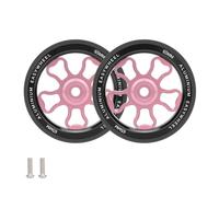 Gettimore Lot de 2 roues de vélo pliantes de 70 mm pour Brompton et 3Sixty en alliage d'aluminium CNC avant/arrière avec roulements en caoutchouc léger Rose