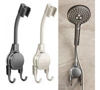 Gettimore Lot de 2 supports muraux réglables pour pommeau de douche avec ventouse pour salle de bain, support ABS rotatif à 360°, compatible avec la plupart des douches à main, gris