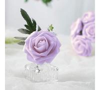 Gettimore Lot de 25 roses artificielles avec tiges, roses en mousse pour décoration d'intérieur, rose, crème, jaune, blanc, violet