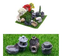 Gettimore Lot de 26 décorations de jardin zen en plastique pour maison, lampadaire, maison de poupée en mousse