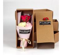 Gettimore Lot de 3 boîtes à fleurs parfumées à la rose d'œillet pour maman, roses à la glycérine à l'huile végétale faites à la main, rouge/rose/bleu/violet, pour la journée de la femme