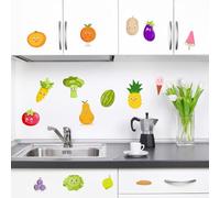 Gettimore Lot de 3 stickers muraux amovibles en PVC, 30 x 30 cm, anti-huile, imperméable, décoration de cuisine, finition mate, thème fruits et légumes