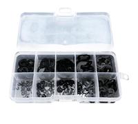 Gettimore Lot de 300 clips en acier inoxydable noir 304 pour bague de fixation mécanique à monter soi-même et réparer avec boîte de rangement transparente