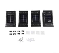 Gettimore Lot de 4 appliques murales solaires de jardin, lanternes LED étanches avec lumière blanche et chaude pour extérieur, terrasse, clôture, escaliers, noir (lumière chaude)