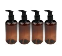 Gettimore Lot de 4 flacons vides en PET marron de 250 ml avec pompe à lotion noire pour distributeur de savon, shampooing, après-shampooing, gel douche, désinfectant, nettoyage domestique, salon, spa