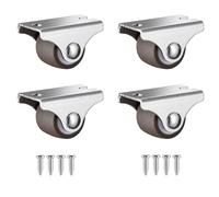 Gettimore Lot de 4 petites roulettes à profil bas avec 8 vis, roues en caoutchouc TPE de 4,3 x 2,5 x 2,7 cm avec dessus en métal pour déplacer des meubles, compatibles avec armoires, chaises, étagères
