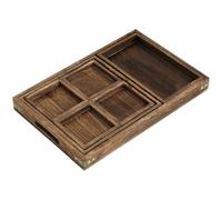 Gettimore Lot de 7 plateaux à thé en bois de paulownia de style japonais avec triple polissage lisse, design rustique marron pour thé, café ou repas, 46 x 30 cm