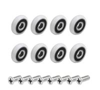 Gettimore Lot de 8 rouleaux de rechange pour porte de douche - Diamètre de roue : 19/23/25 mm - Roue en nylon avec vis en acier inoxydable - Réglable pour une glisse fluide - Compatible avec la