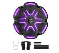 Gettimore Machine de boxe musicale avec lumières LED, 9 vitesses, 11 modes, support mural, 5 niveaux de volume pour cardio fitness MMA gants demi-doigts (simple + demi-doigt)
