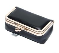 Gettimore Mini boîte à bijoux en cuir avec serrure à baiser, étui de voyage, boucles d'oreilles, colliers, idée d'anniversaire romantique, 10,2 x 5,1 cm (noir)
