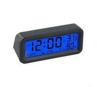 Gettimore Mini horloge numérique à énergie solaire pour tableau de bord de voiture, éclairage automatique, date, température et moniteur d'humidité Bleu/rouge