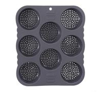 Gettimore Moule à pain à hamburger 8 cavités en silicone anti-adhésif de 8,5 cm de diamètre pour petits pains faits maison, gris