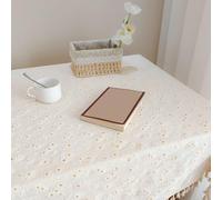 Gettimore Nappe de jardin en coton et lin - Résistante aux intempéries et aux UV - Pour extérieur, terrasse, table à manger - Avec pompons - 140 x 200 cm - Motif marguerites - 100 x 160 cm