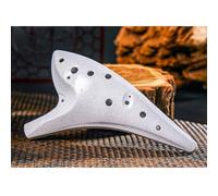 Gettimore Ocarina Alto Do en résine 12 trous avec cordon tour de cou et sac de transport pour débutants Blanc