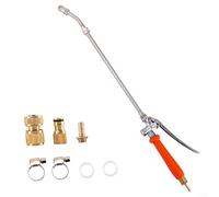 Gettimore Outil de lavage de voiture haute pression | Baguette de pulvérisation réglable de 55,9 cm avec connecteur de tuyau en laiton | Poignée en acier inoxydable et en caoutchouc (argent/orange)