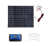 Gettimore Panneau solaire polycristallin 22 W pour camping en plein air, chargeur solaire portable compact 12 V avec contrôleur et pince de batterie, noir