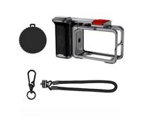 Gettimore Poignée de photographie de rue en aluminium pour DJI Action 5 Pro, compact 10,7 x 7,2 x 5,5 cm, cage de montage avec kit d'accessoires, gris