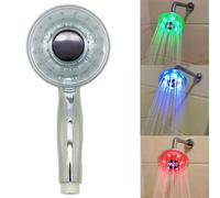 Gettimore Pommeau de douche LED changeant de couleur avec affichage de la température et trois modes de pulvérisation, alimentation par eau, ABS argenté