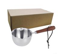 Gettimore Pot à huile en acier inoxydable avec poignée en bois, 100 ml et 200 ml, mini distributeur de lait à soupe, échelle transparente, poignée isolée pour une prise en main confortable, design