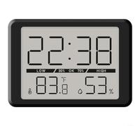 Gettimore Réveil numérique magnétique fin avec écran LCD, moniteur de température et d'humidité, lumière de nuit douce pour chambre à coucher, cuisine, réfrigérateur, 10,5 x 7,5 cm, blanc (noir 2308)