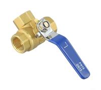 Gettimore Robinet à boisseau sphérique en laiton à 3 voies avec poignée à levier manuelle pour l'eau, l'huile, le gaz, l'oxydation et les fuites de fluide avec filetage interne (type DN15 L)