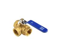 Gettimore Robinet à boisseau sphérique en laiton DN20 à 3 voies avec filetage femelle BSP 1,9 cm, construction en laiton forgé avec poignée en fer pour air, eau, huile, gaz