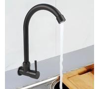 Gettimore Robinet d'eau froide à levier unique noir pour cuisine, robinet purificateur d'eau mural en plastique et acier avec filetage G1/2 et mousseur économiseur d'eau