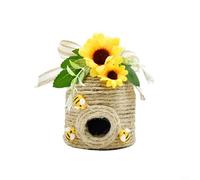 Gettimore Ruche décorative en corde rustique avec abeilles en bois de style rustique pour décoration de jardin, maison, salon, cuisine (C et C)