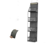 Gettimore Sac de rangement mural en tissu non tissé à suspendre avec 4 compartiments panneaux en PVC transparent pour chaussures, cosmétiques, livres, essentiels quotidiens, gris (B)