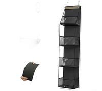 Gettimore Sac de rangement mural en tissu non tissé à suspendre avec 4 compartiments panneaux en PVC transparent pour chaussures, cosmétiques, livres, essentiels quotidiens, gris (D)