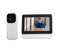 Gettimore Sonnette vidéo intelligente, écran 4,3", interphone sans fil, moniteur HD, audio bidirectionnel, longue durée de vie, installation facile (blanc)