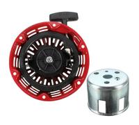 Gettimore Start Kit d'assemblage de recul pour moteurs Honda GX120 GX200, diamètre 180 mm, démarreur à tirette en métal + plastique avec tirette, rouge