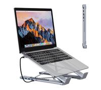 Gettimore Station d'accueil 5 en 1 réglable pour ordinateur portable avec 4 ports USB 3.0, en alliage d'aluminium, station d'accueil portable ergonomique pour ordinateurs portables et iPad USB C