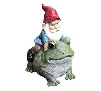 Gettimore Statue de nain de jardin - Décoration d'extérieur - Grenouille assise - Nain en résine - Décoration pour pelouse, jardin, cour, terrasse, Pâques, fête des mères, 11 x 9,5 x 15,2 cm