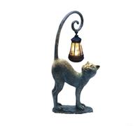 Gettimore Statues de jardin en forme de chat avec lampes solaires avec une lumière solaire pour extérieur avec aspect bronze vintage décoration de pelouse patio matériau en résine