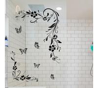 Gettimore Sticker mural pour murs lisses et objets en plastique effet miroir Motif fleurs de vigne et papillons 30 x 90 cm